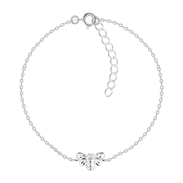 Ruby Folk Bee Bracelet in 925 sterling silver with natural diamond