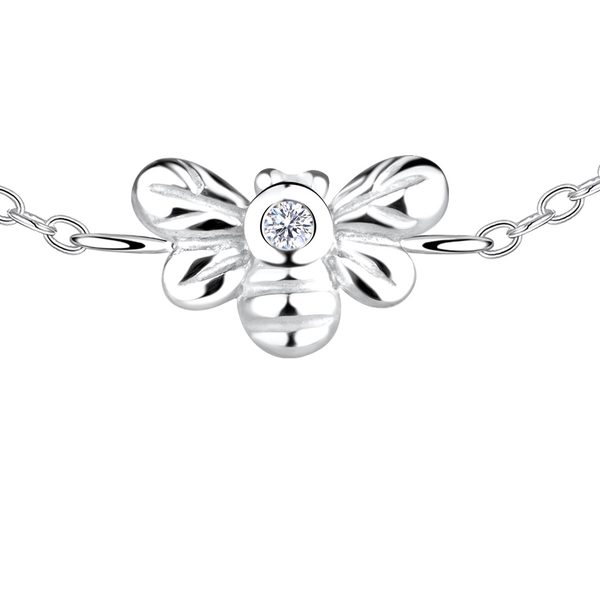 Close-up of the Ruby Folk Bee Bracelet showing the natural diamond