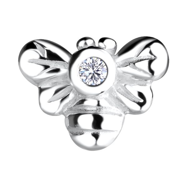 Close-up of the Ruby Folk Bee Stud Earrings showing the natural diamond