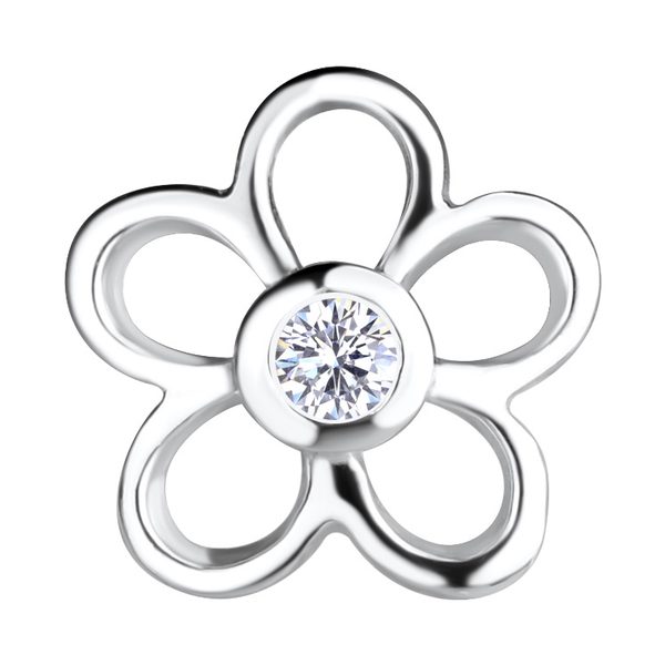 Close-up of the Ruby Folk Flower Stud Earrings showing the natural diamond