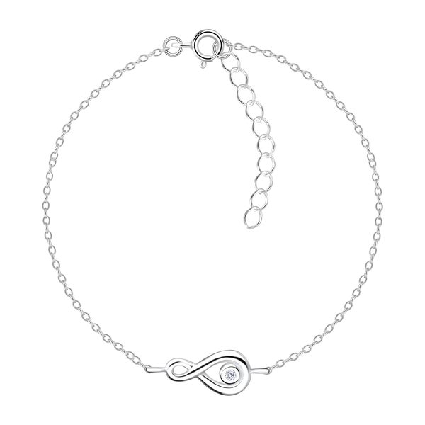 Ruby Folk Infinity Bracelet in 925 sterling silver with a natural diamond