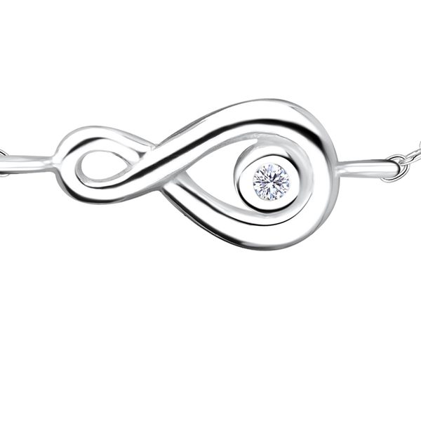 Close-up of the Ruby Folk Infinity Bracelet showing the natural diamond