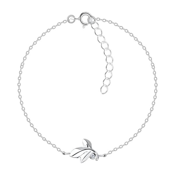 Ruby Folk Leaf Bracelet in 925 sterling silver with natural diamond