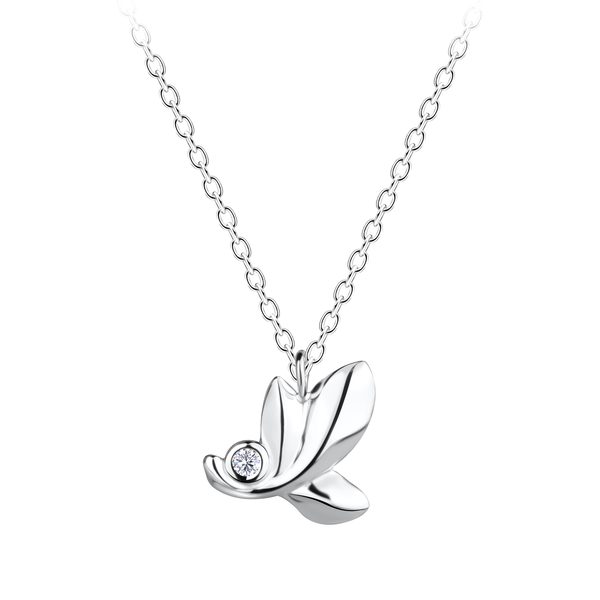 Ruby Folk Leaf Necklace in 925 sterling silver with natural diamond