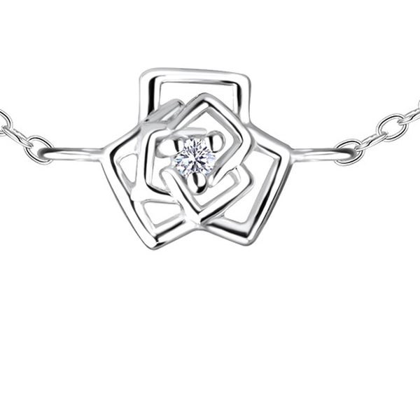 Close-up of the Ruby Folk Rose Bracelet showing the natural diamond