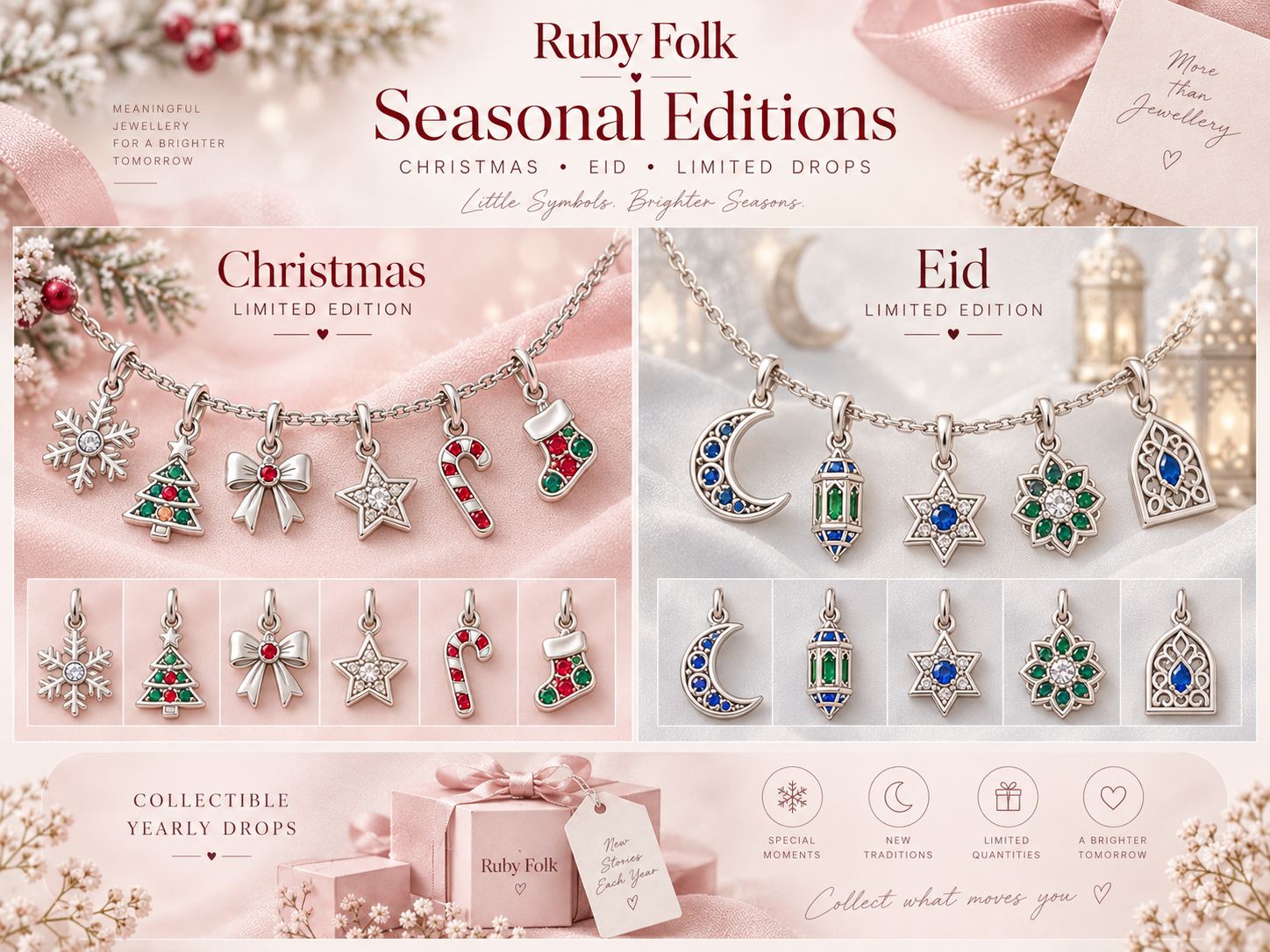 Ruby Folk Seasonal Editions board – Christmas and Eid charms